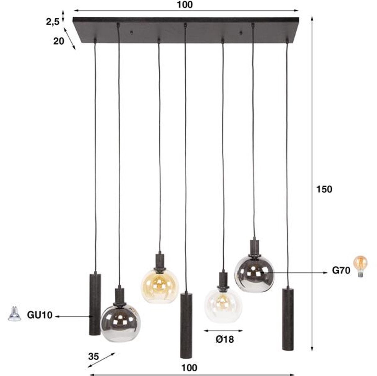 Hanglamp Sfera Tricolore