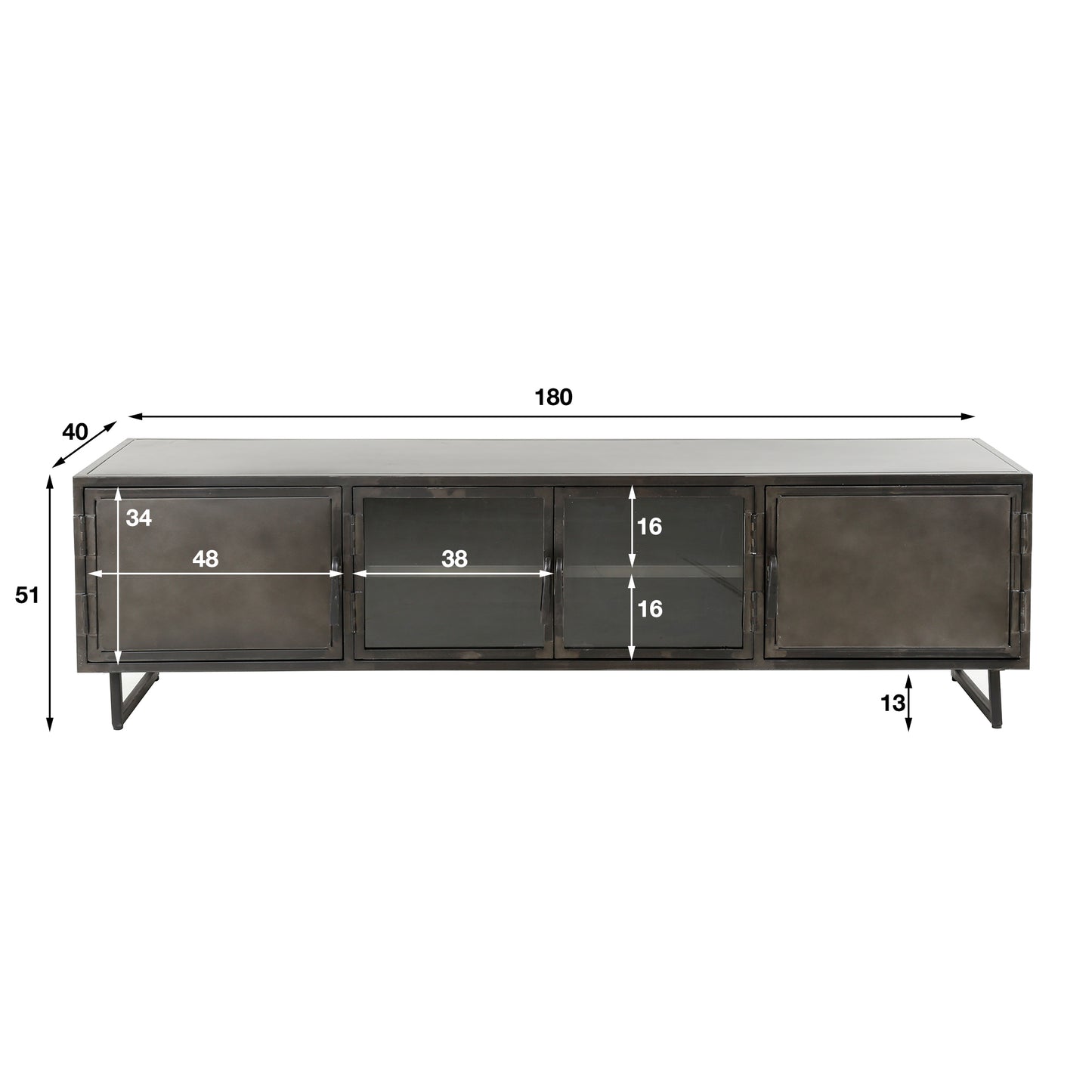 TV-meubel Gun Metal 180 cm