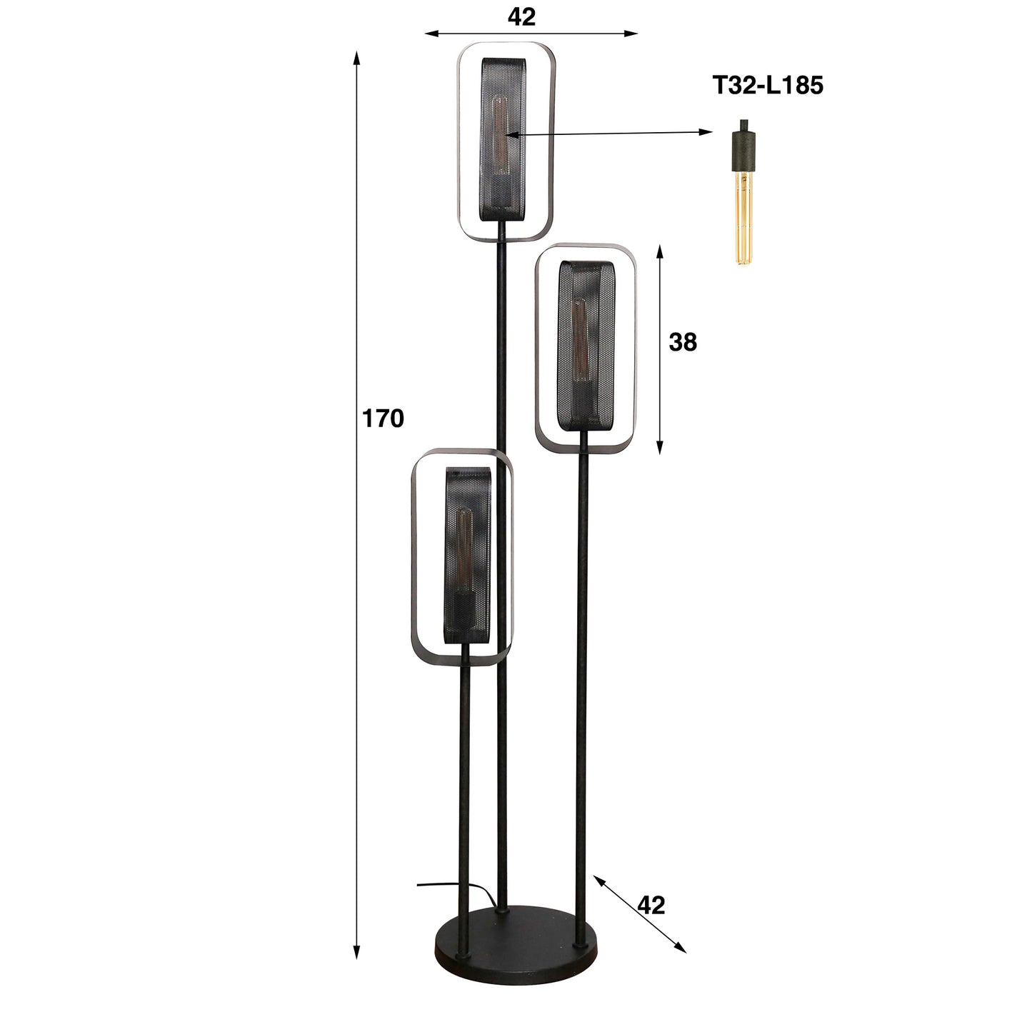 Vloerlamp Mesh Artic Black