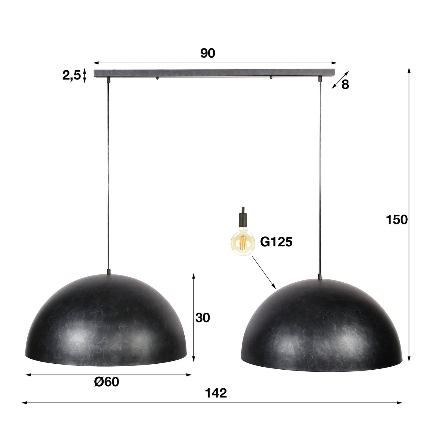 Hanglamp Dome - Verstelbare Dubbele Kap