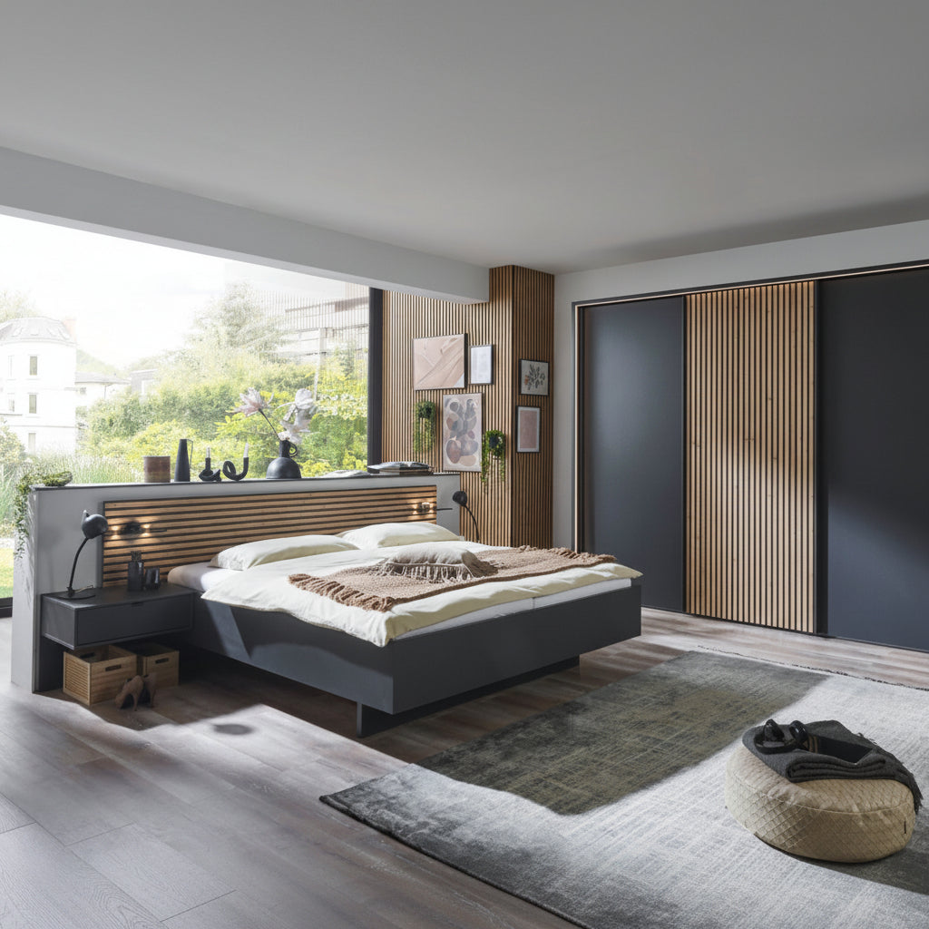 Nevada bed + 2 bedside tables