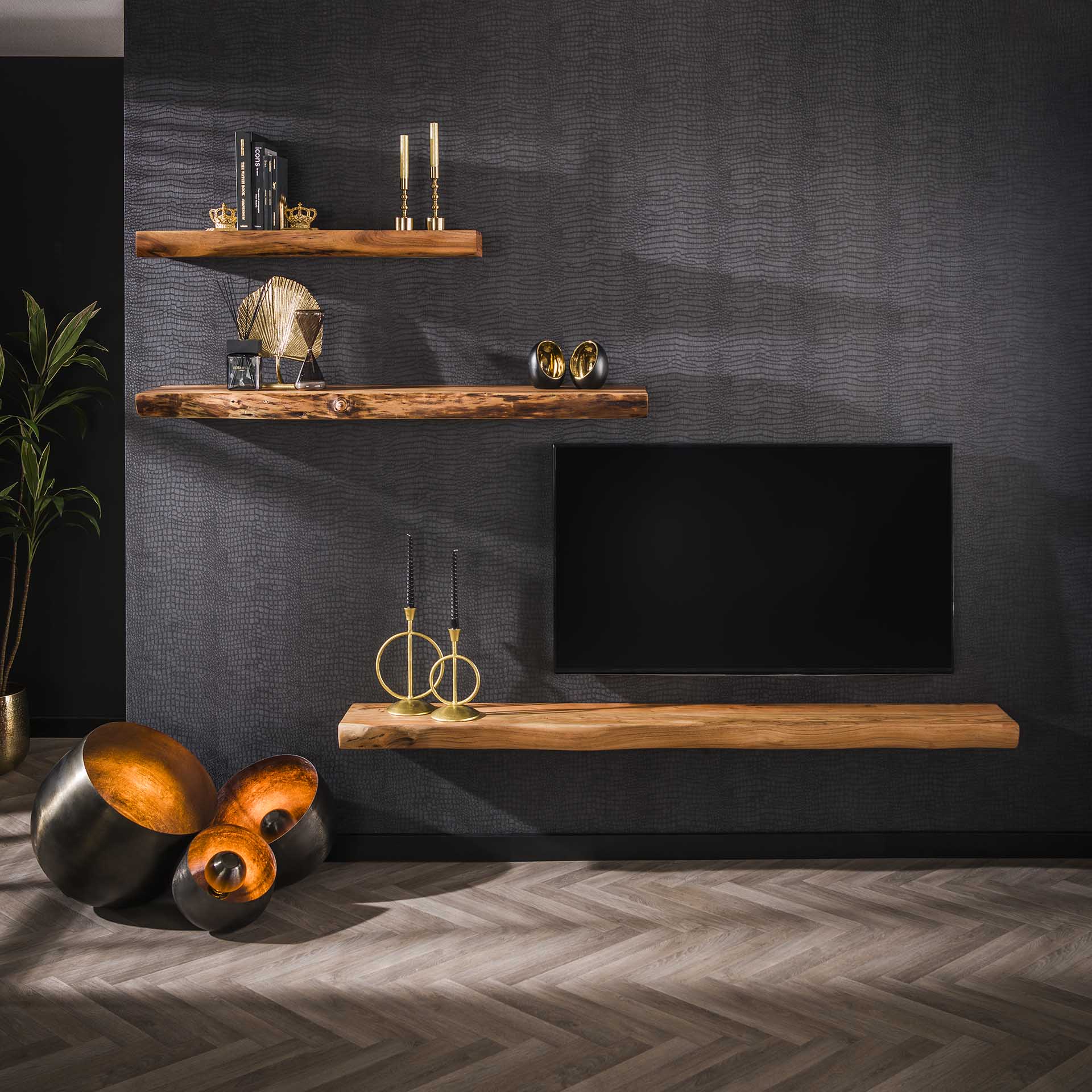 Wandplank Live Edge 150 cm
