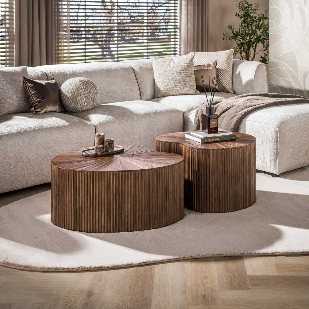 Salontafelset Maya Teak niervormig