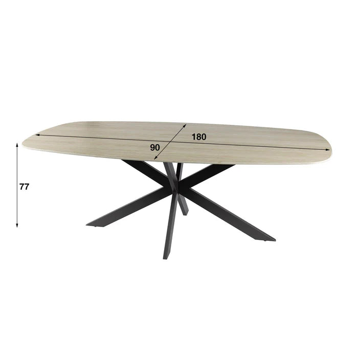 Dining table Romano Cross Danish oval / 3D ceramic travertine