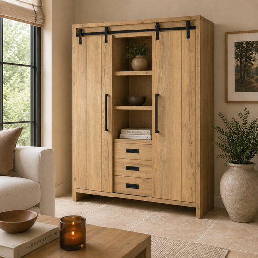 Cottage Wall Cabinet 2 DR/3 LA/3 OPEN