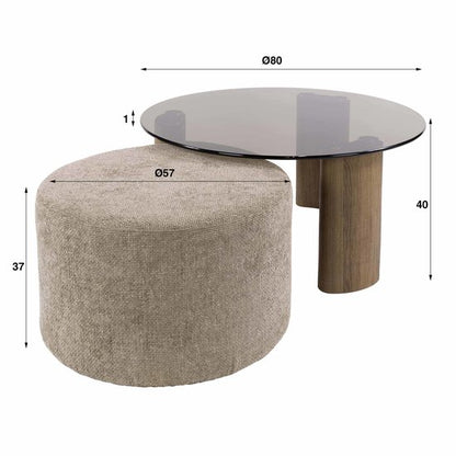 Salontafel Tinto poef set van 2