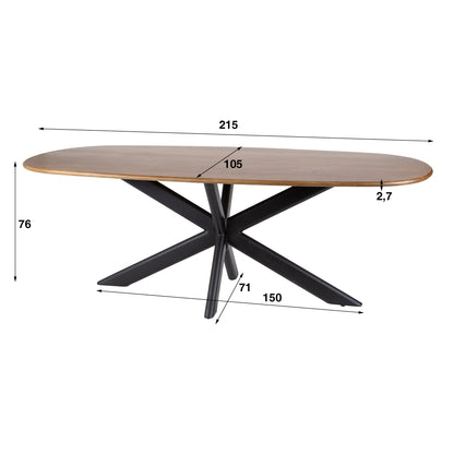 Eettafel Cliff ovaal 215 cm