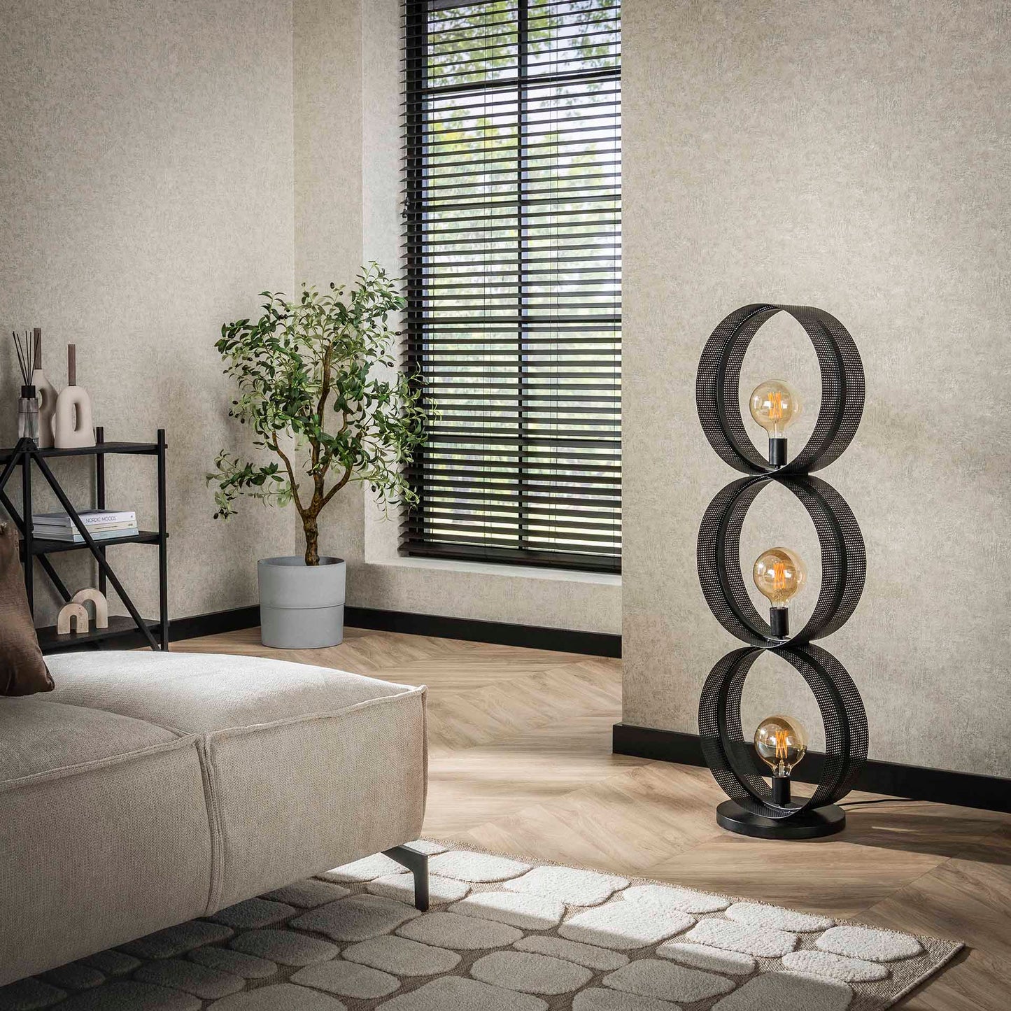 Vloerlamp Metaalringen Charcoal