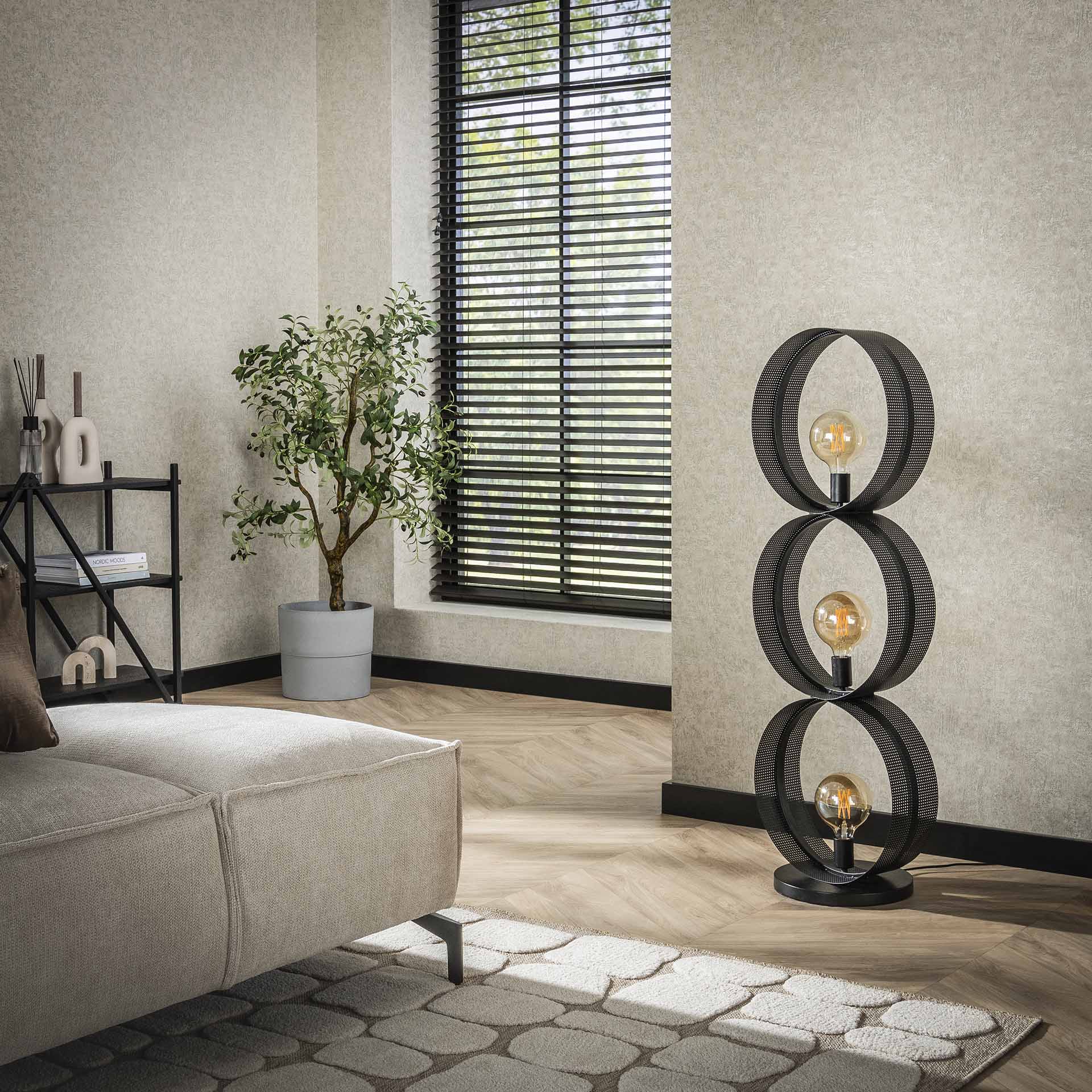 Vloerlamp Metaalringen Charcoal