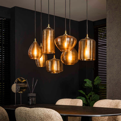 Hanglamp Amber - 7 glazen kapjes verstelbaar