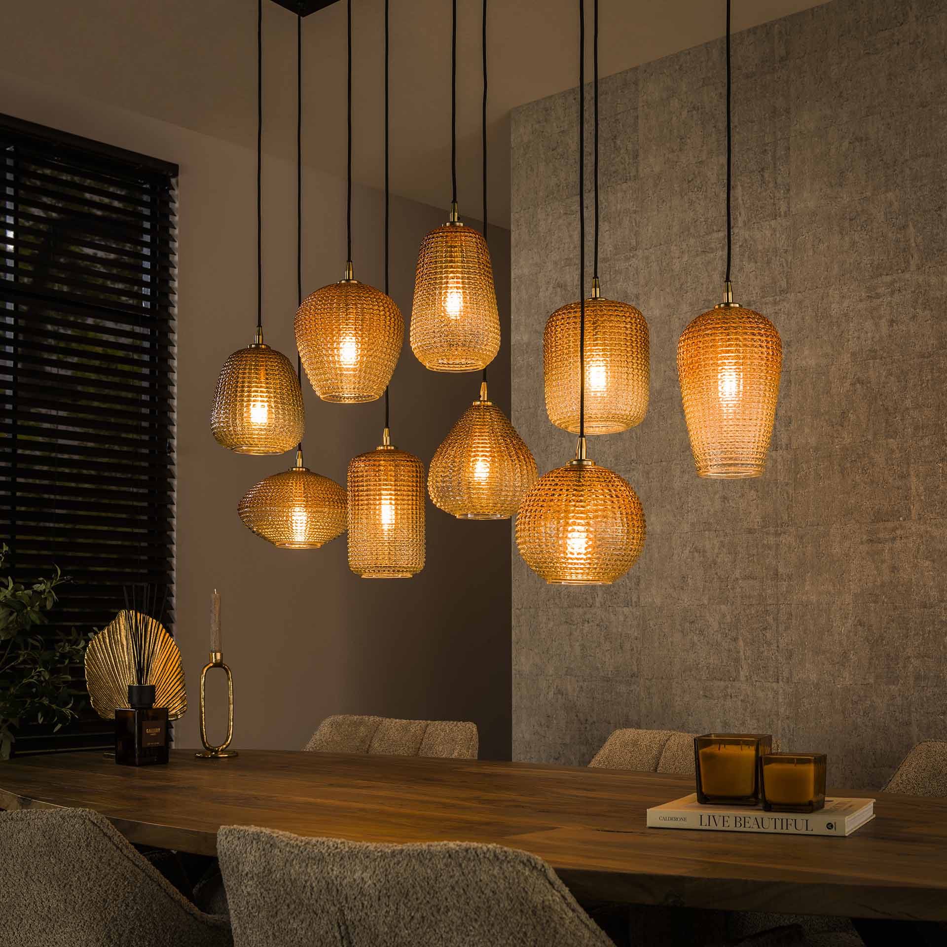 Hanglamp Dot - 9 glazen kapjes