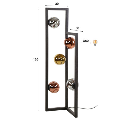 Vloerlamp met 5 glazen kappen