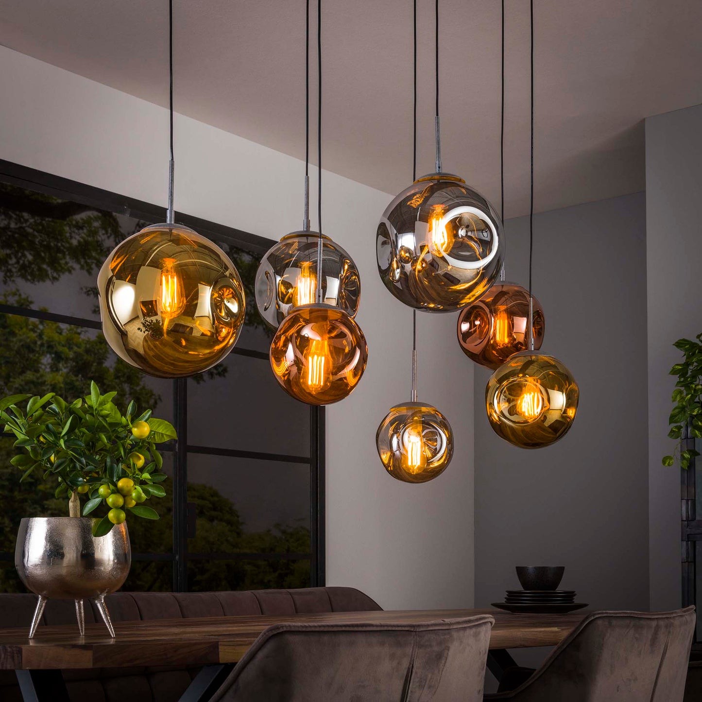Hanglamp 7L oud zilver