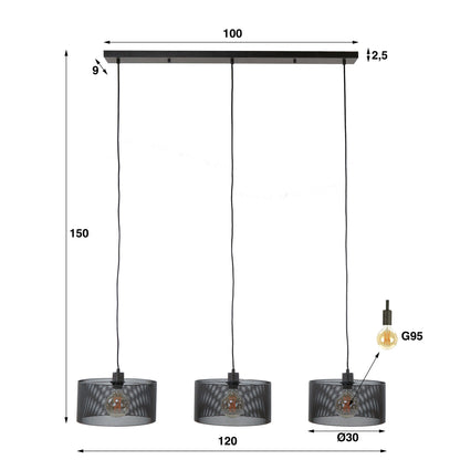 Hanglamp Mesh Round - 3 lichtbronnen