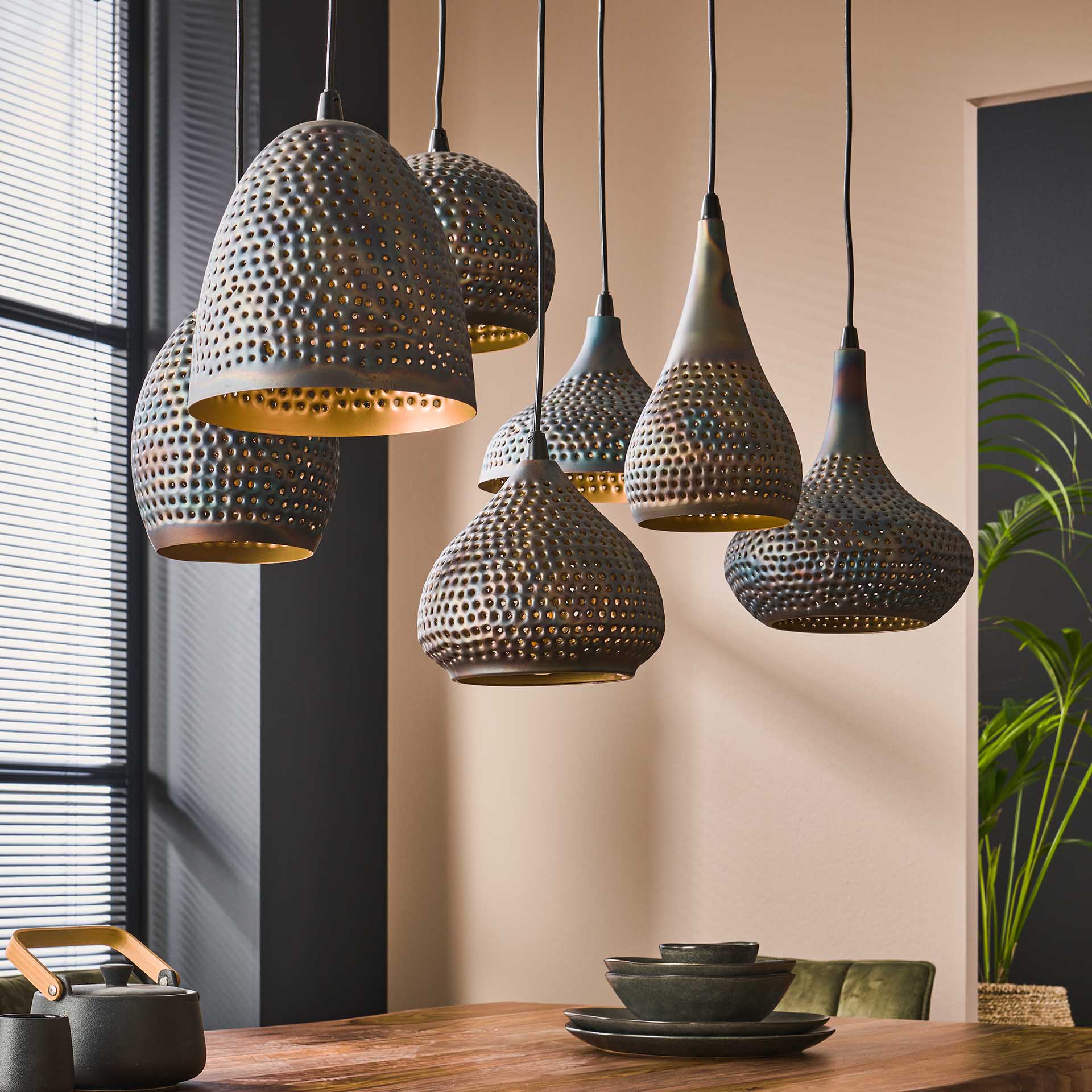 Hanglamp 7L met verstelbare lampenkappen