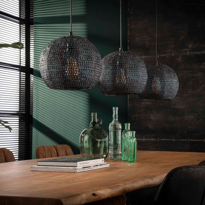 Hanglamp 3L rond burnt finish
