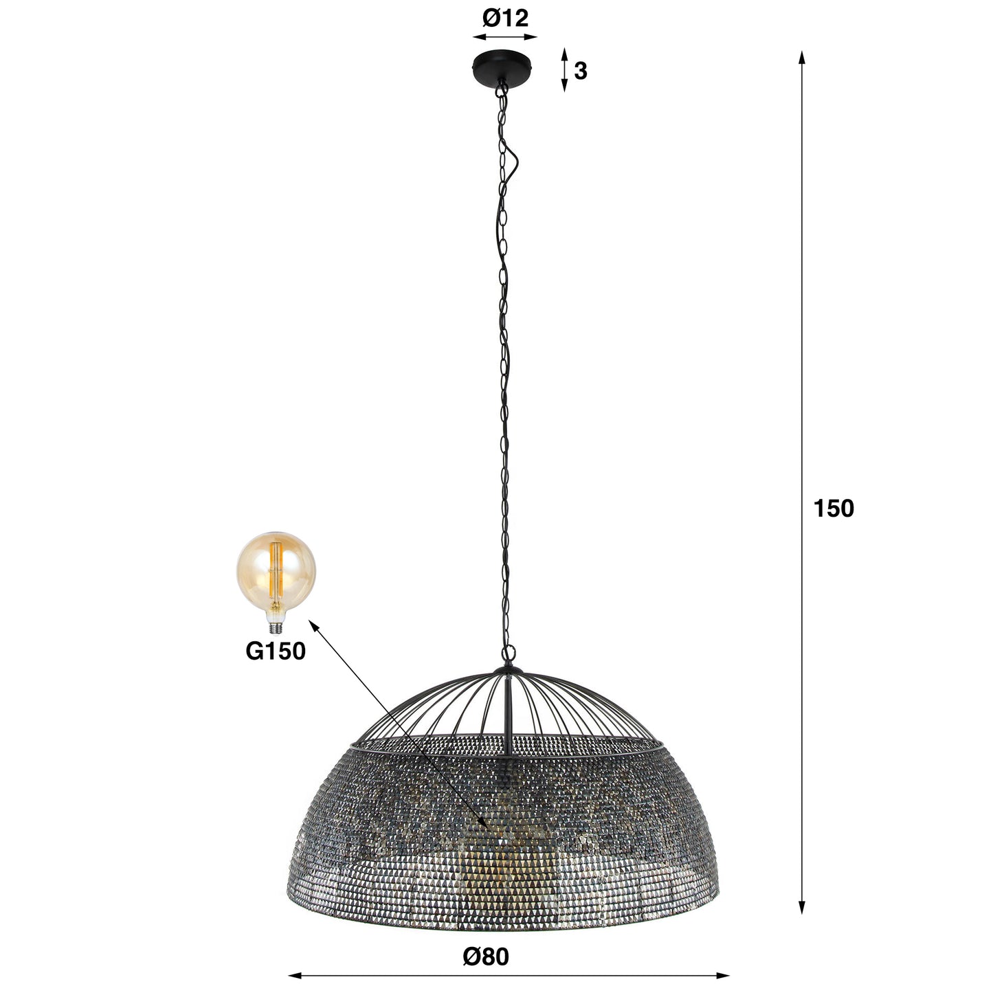 Hanglamp Ø80 cm burned finish