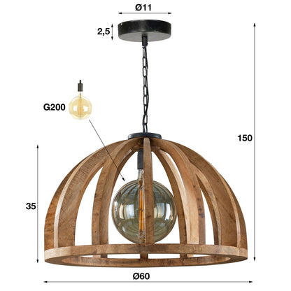 Hanglamp Mangohout - Verstelbaar Tot 150 cm
