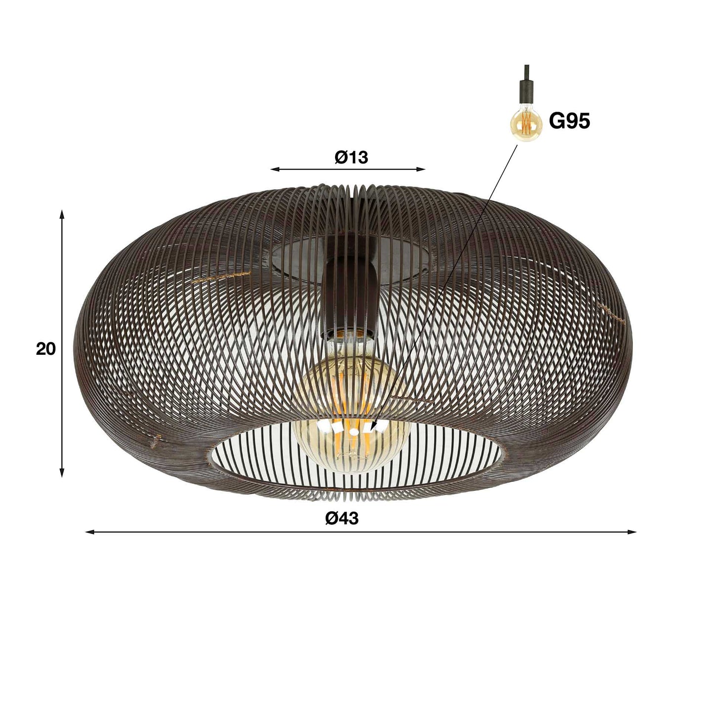 Plafondlamp Koper Zwart Nikkel