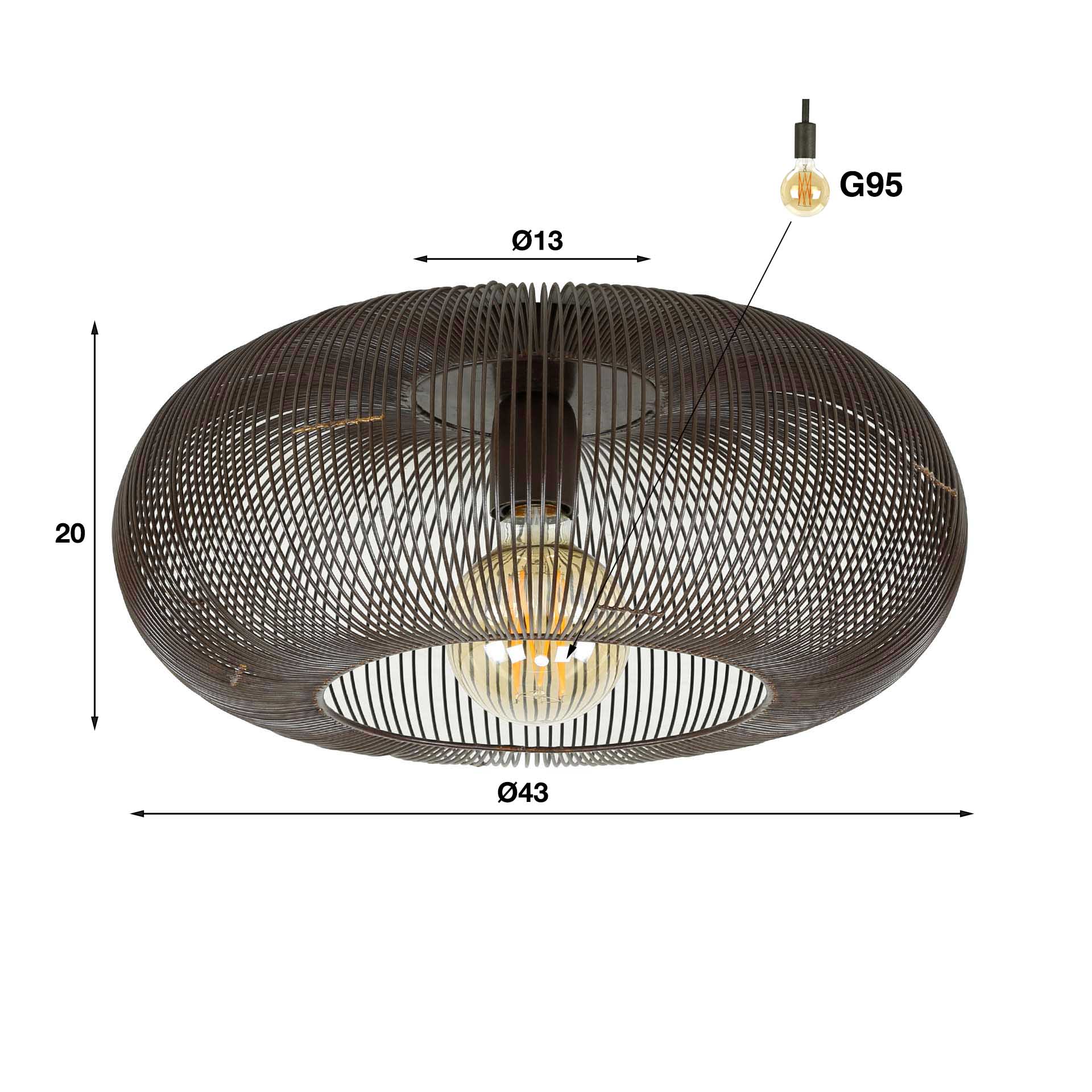 Plafondlamp Koper Zwart Nikkel