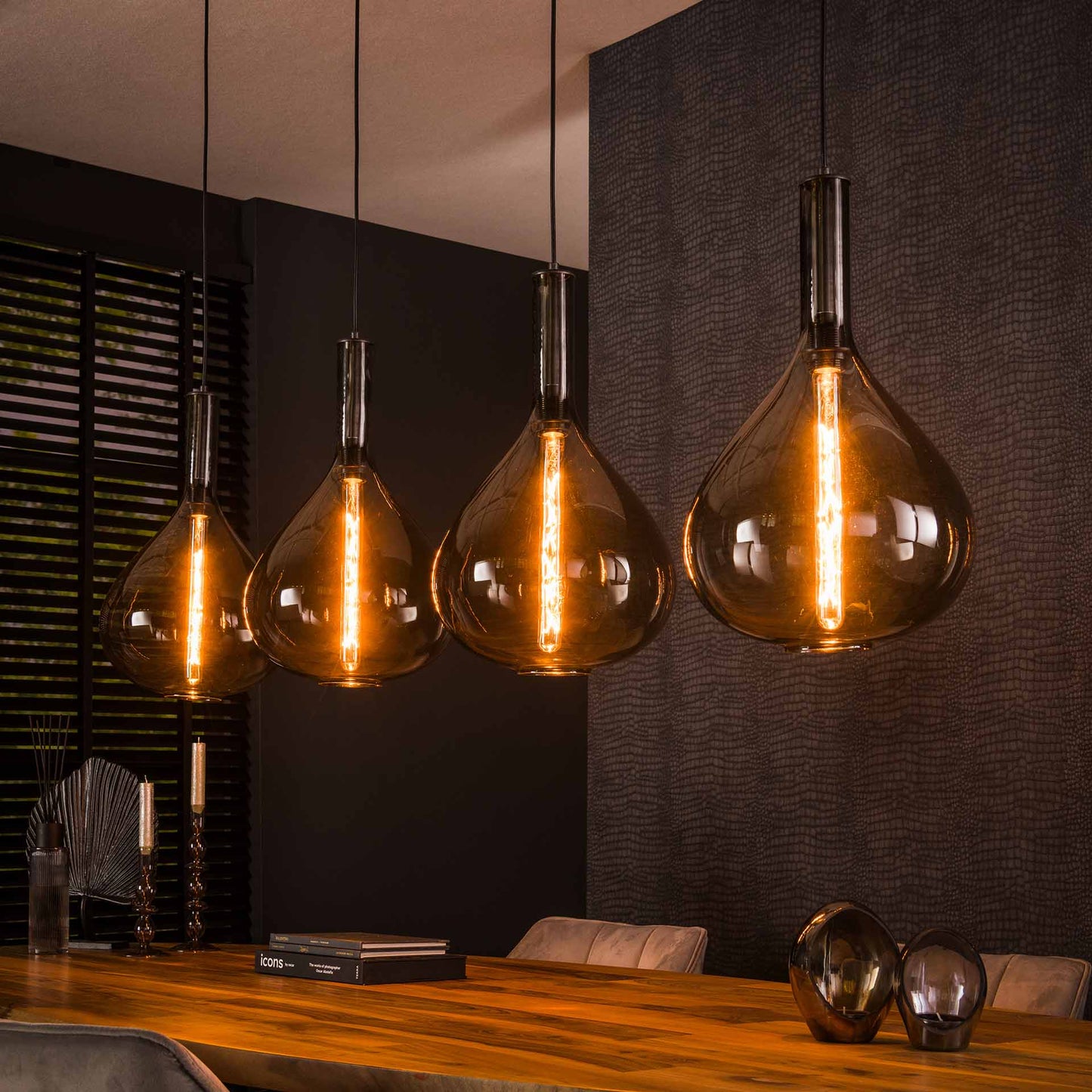 Hanglamp 4L Smoke Glass