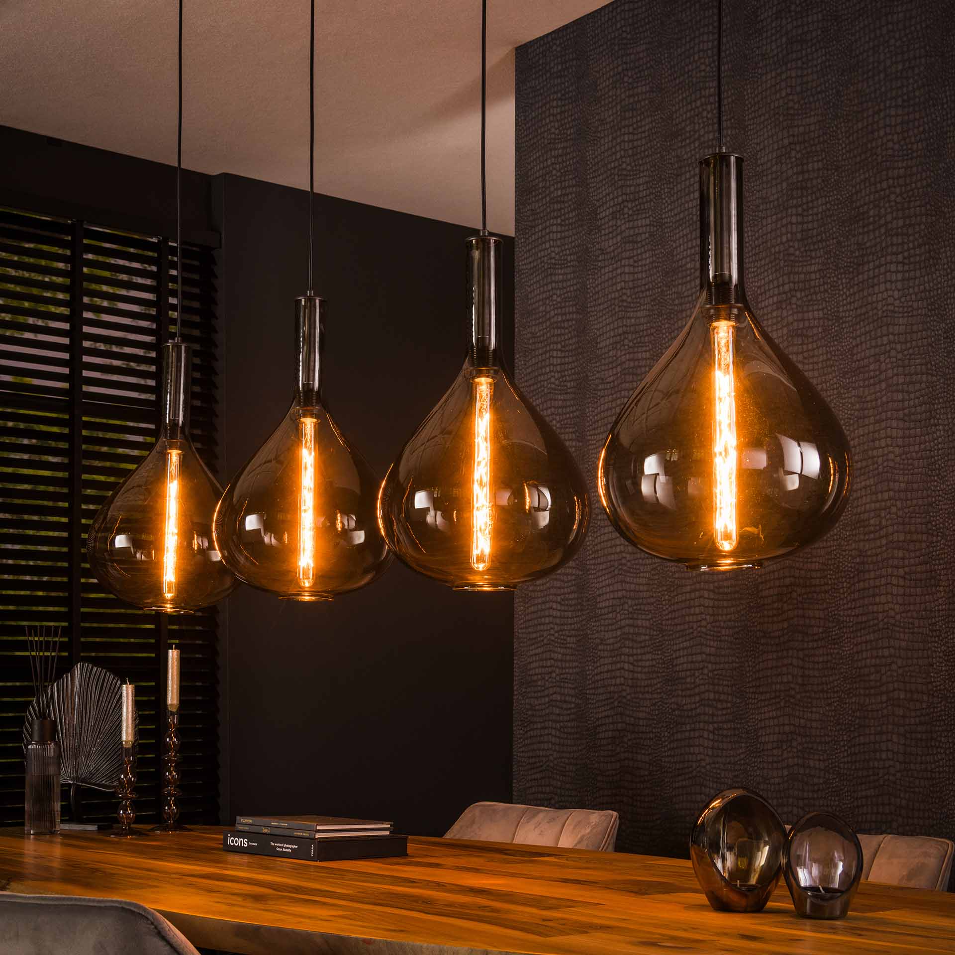 Hanglamp 4L Smoke Glass