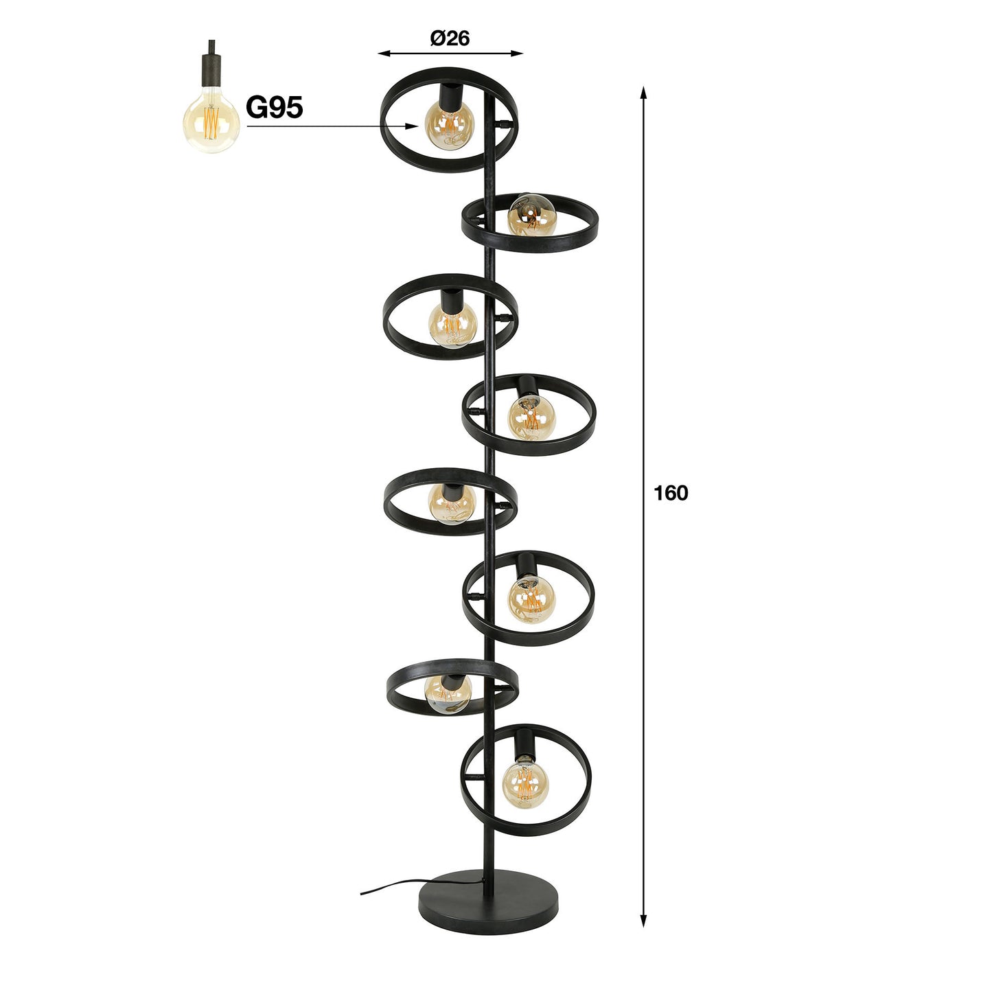 Vloerlamp Hover 8L charcoal