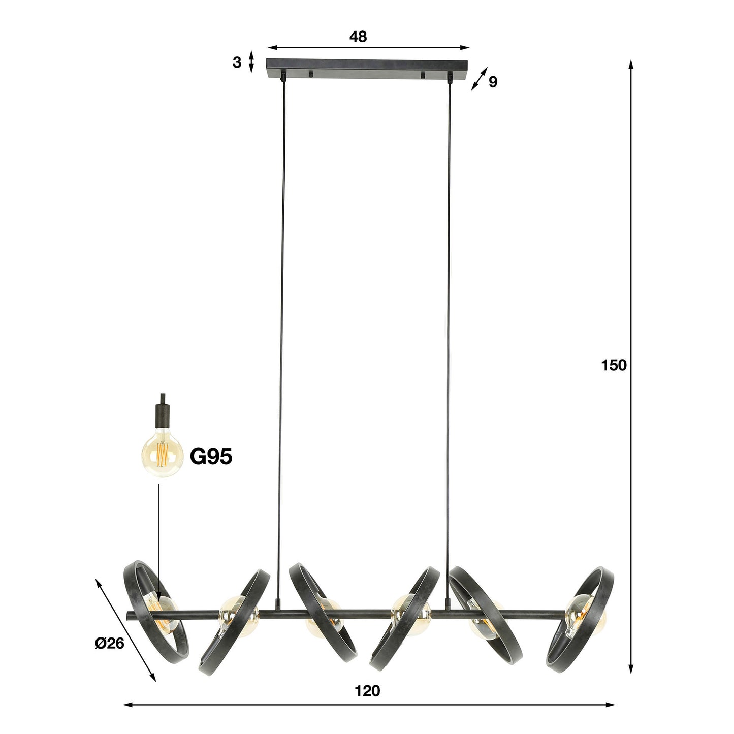 Hanglamp Hover - 6 lichtbronnen