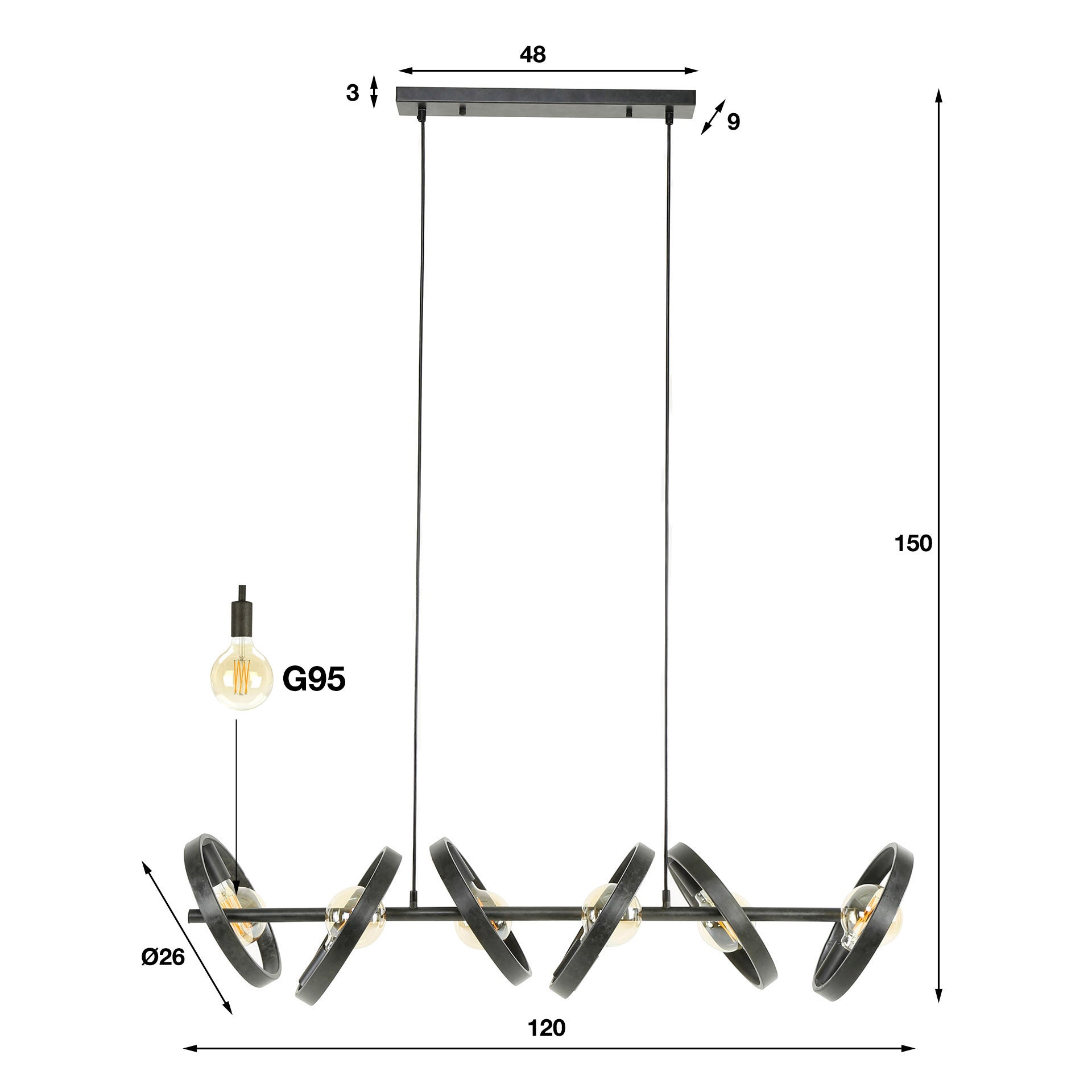 Hanglamp Hover - 6 lichtbronnen