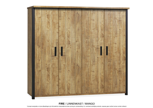 Linen cupboard 4-door Fire