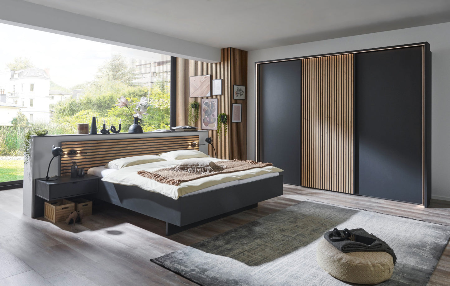 Nevada bed + 2 bedside tables